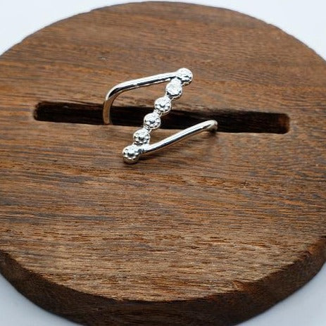 Sterling Silver Boho-Flower-Cross Bar Zig Zag Ring