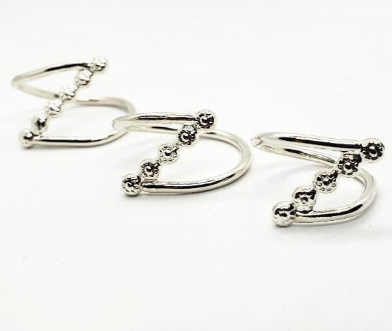Sterling Silver Boho-Flower-Cross Bar Zig Zag Ring