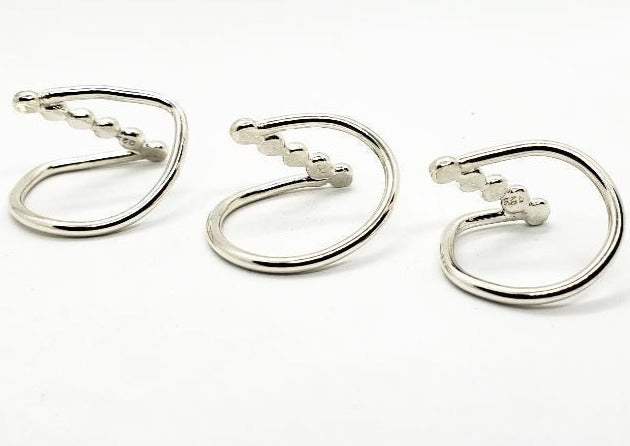 Sterling Silver Boho-Flower-Cross Bar Zig Zag Ring