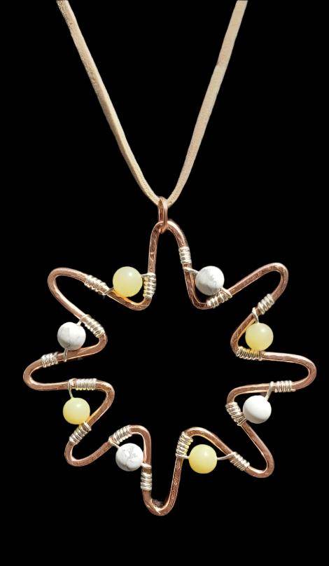 Sun Pendant With Gemstone Beads - Copper - South Florida Boho Boutique
