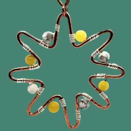 Sun Pendant With Gemstone Beads - Copper - South Florida Boho Boutique