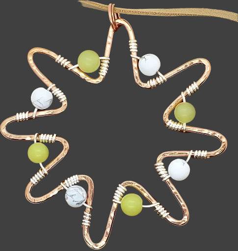 Sun Pendant With Gemstone Beads - Copper - South Florida Boho Boutique