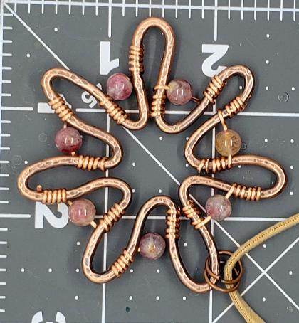 Sun-Flower Pendant Necklace With Pink Tourmaline - Copper - South Florida Boho Boutique