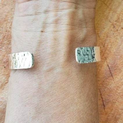 Sterling Silver Cuff Hammered Style - With Hearts