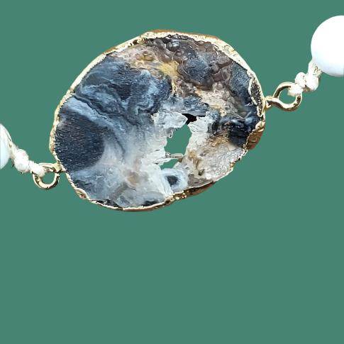 Yellow Peridot/White Howlite Beads String Bracele