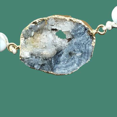 Yellow Peridot/White Howlite Beads String Bracele