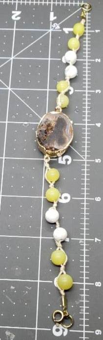 Yellow Peridot/White Howlite Beads String Bracelet