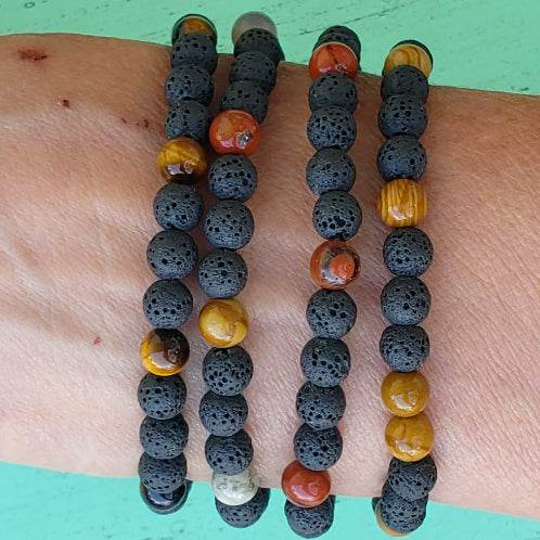 Lava Stone Chakra Bracelet – Amethyst, Lapis & Energy Variants