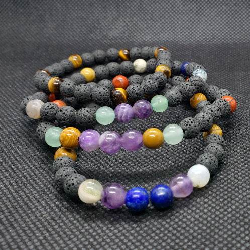 Lava Stone Diffuser Bracelet With Mixed Natural Gemstones