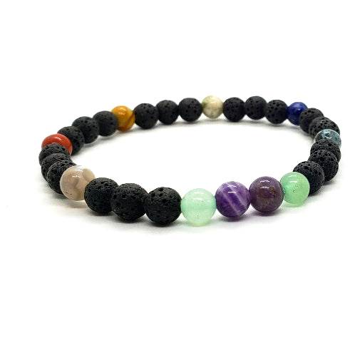 Lava Stone Diffuser Bracelet With Mixed Natural Gemstones