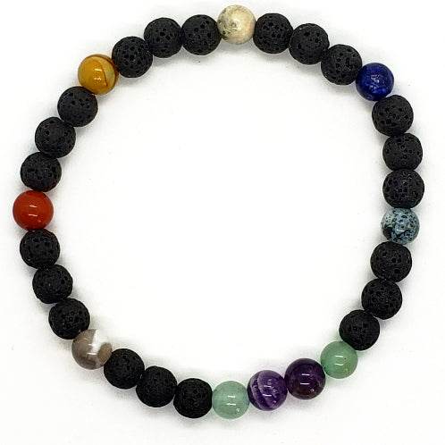 Lava Stone Diffuser Bracelet With Mixed Natural Gemstones