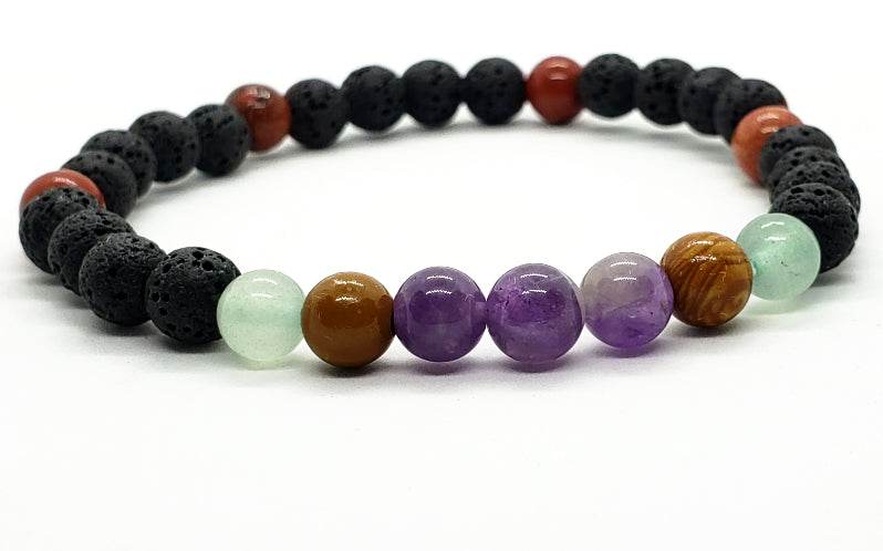 Lava Stone Diffuser Bracelet With Mixed Natural Gemstones