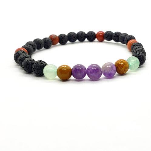 Lava Stone Diffuser Bracelet With Mixed Natural Gemstones