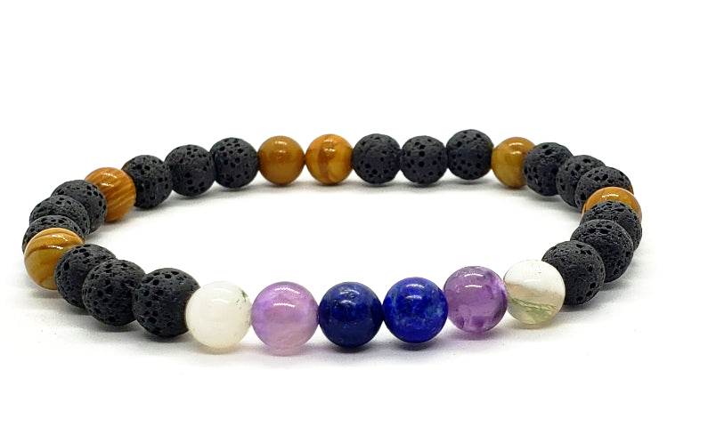 Lava Stone Diffuser Bracelet With Mixed Natural Gemstones