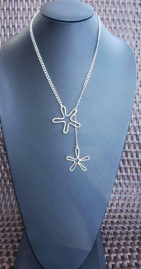 Flower Pedal Pendant Lariat-Sterling Silver