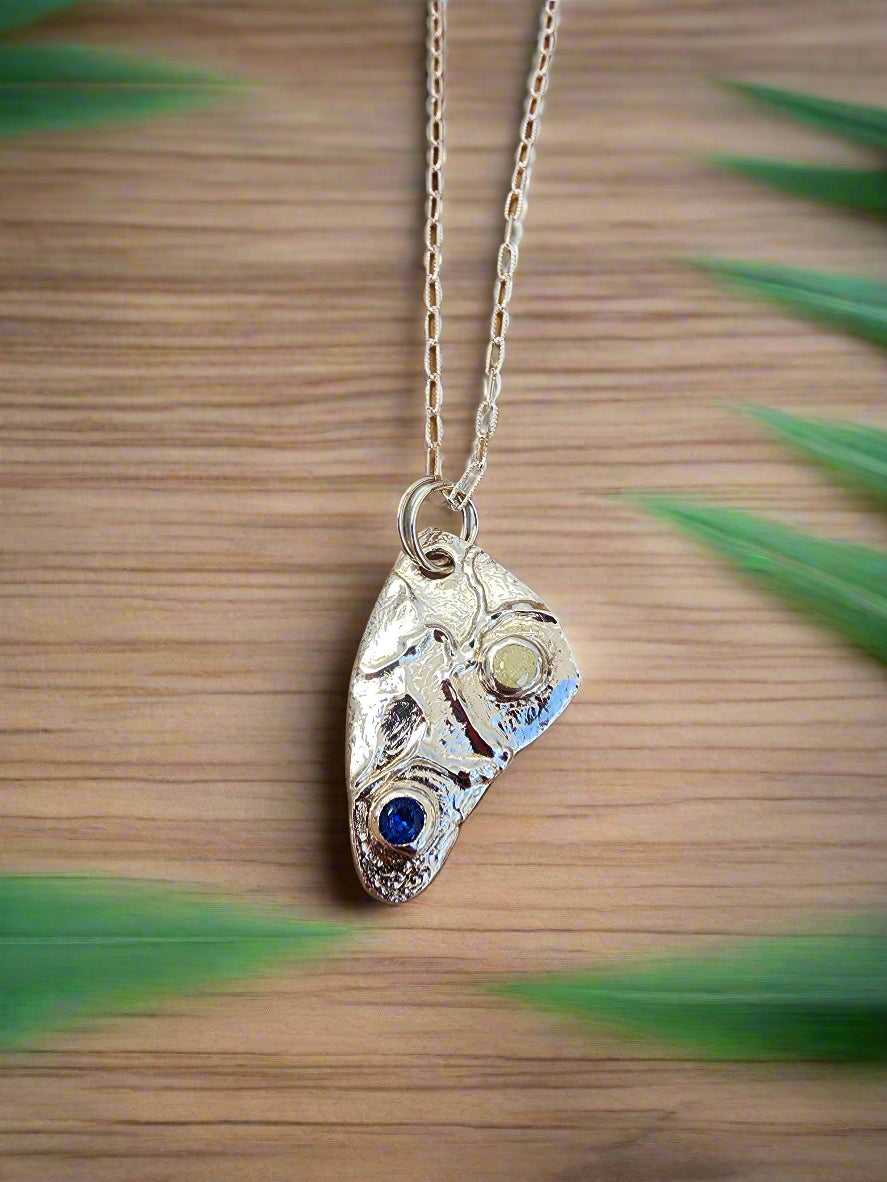 Silver Boho Triangle Pendant With Rhinestones