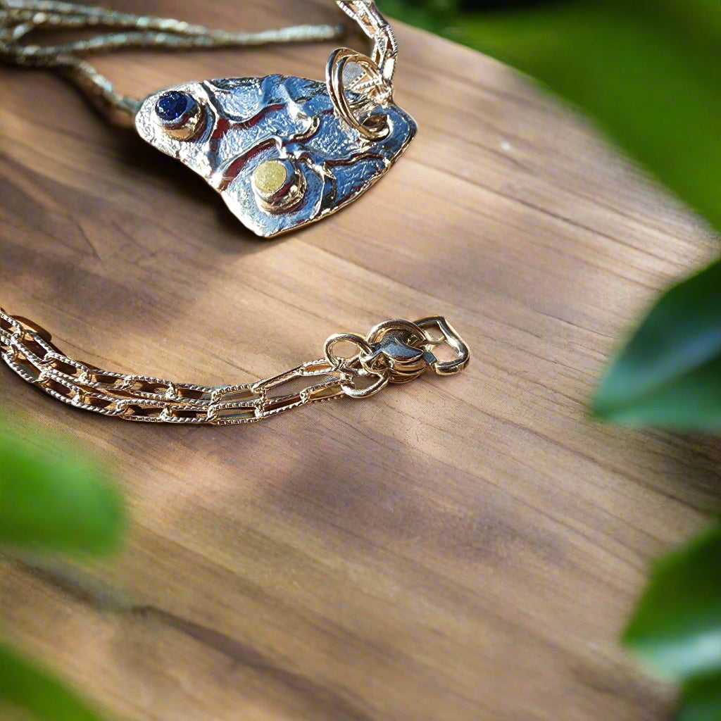 Silver Boho Triangle Pendant With Rhinestones