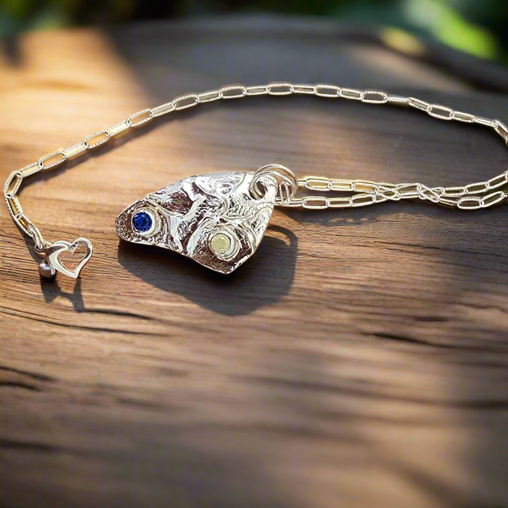 Silver Boho Triangle Pendant With Rhinestones