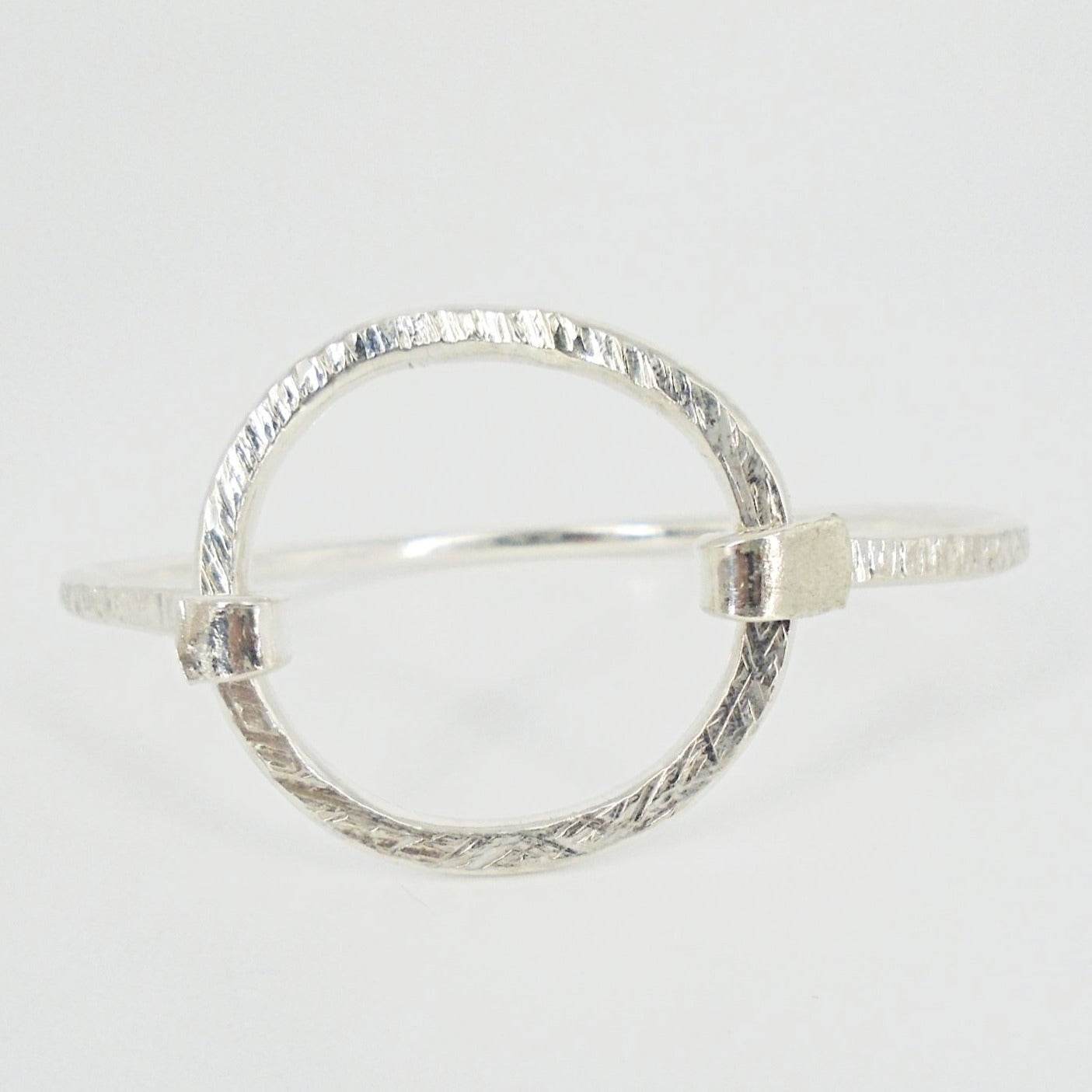 Sterling Silver Hammered Bracelet with Ring clasp - South Florida Boho Boutique