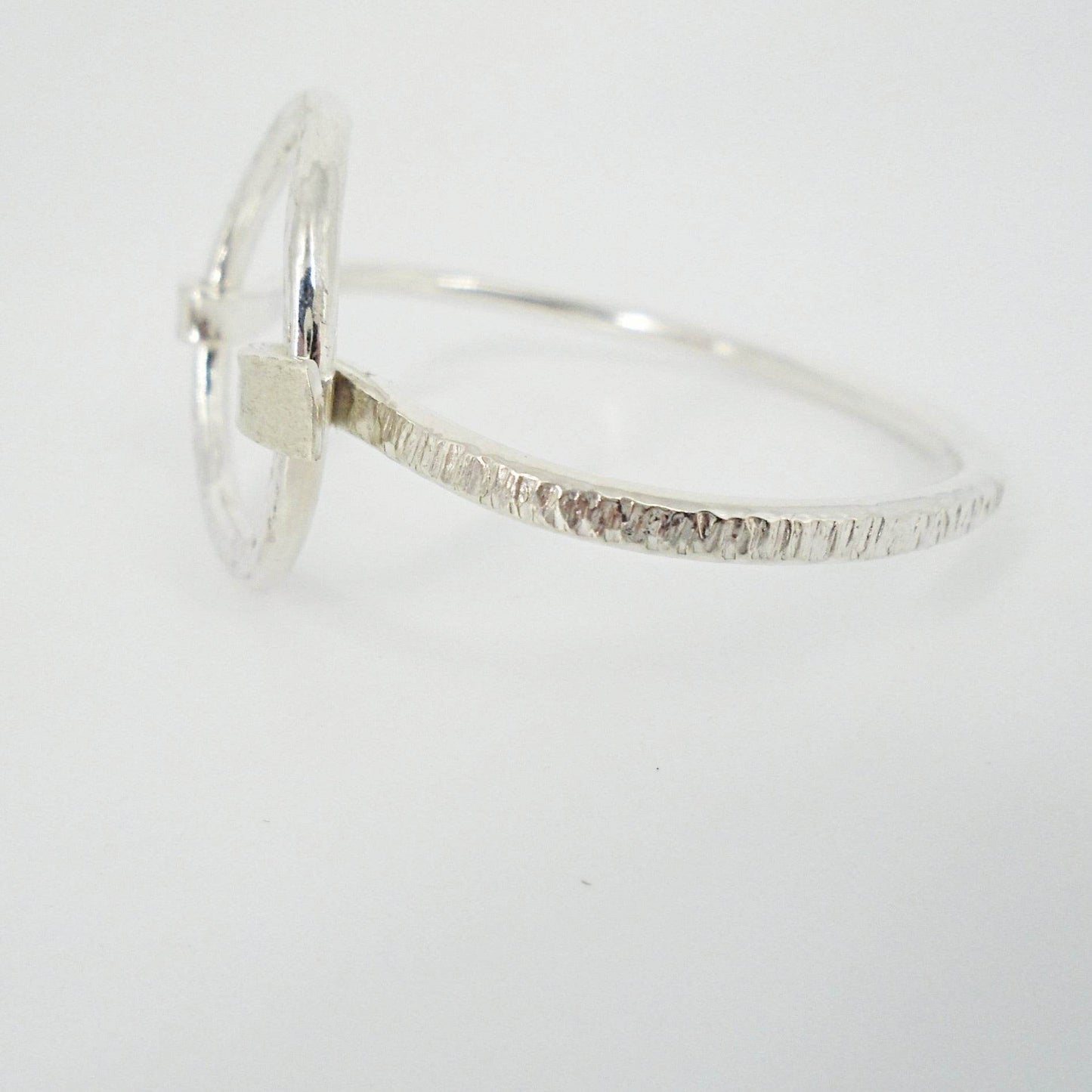Sterling Silver Hammered Bracelet with Ring clasp - South Florida Boho Boutique