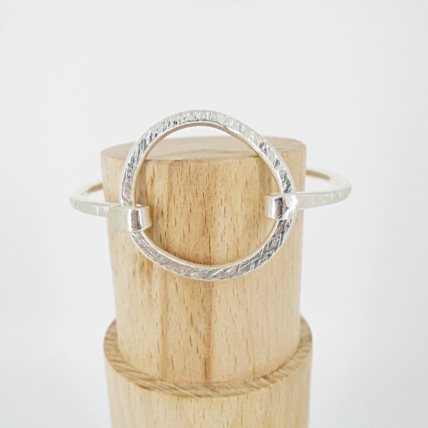 Sterling Silver Hammered Bracelet with Ring clasp - South Florida Boho Boutique