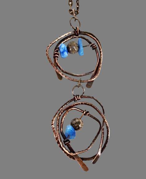 Copper Pendant Necklace With Gemstone Chips - South Florida Boho Boutique