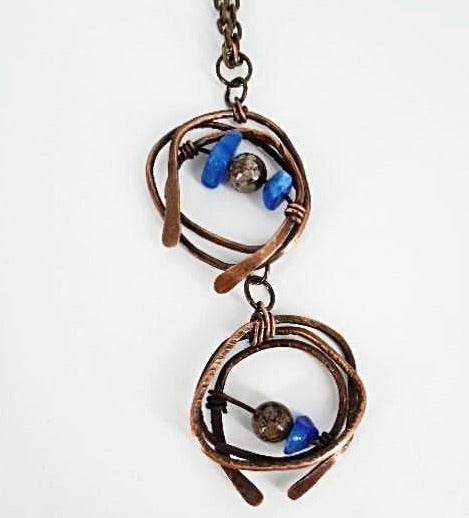 Copper Pendant Necklace With Gemstone Chips - South Florida Boho Boutique