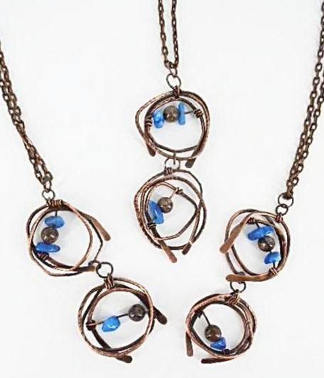 Copper Pendant Necklace With Gemstone Chips - South Florida Boho Boutique