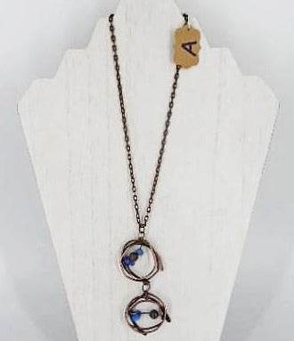 Copper Pendant Necklace With Gemstone Chips - South Florida Boho Boutique