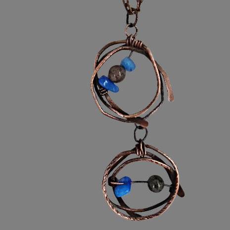 Copper Pendant Necklace With Gemstone Chips - South Florida Boho Boutique