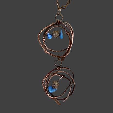 Copper Pendant Necklace With Gemstone Chips - South Florida Boho Boutique