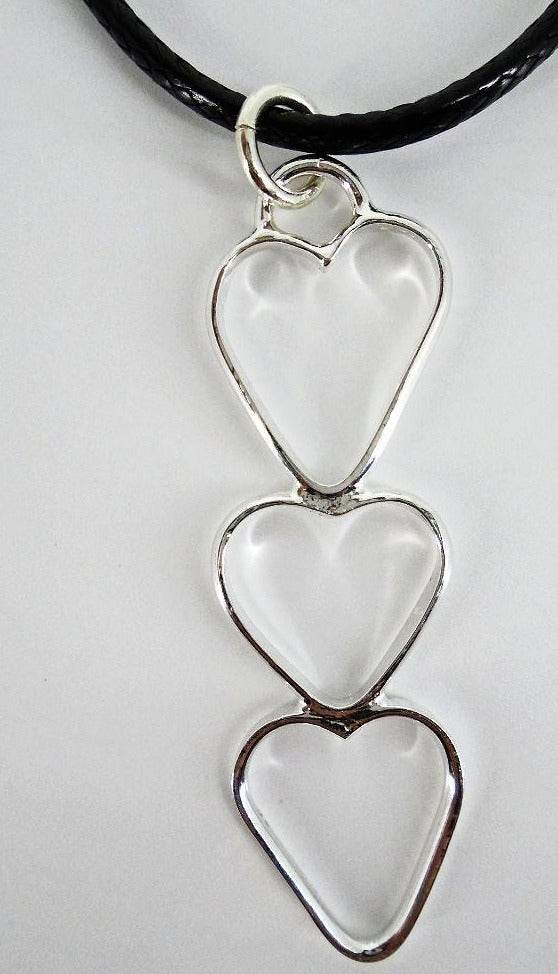 Sterling Silver 3 Hearts Pendant - Interchangable Chain - South Florida Boho Boutique