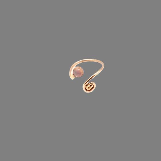 Copper Bypass Ring With Cabochons - Adjustable - South Florida Boho Boutique