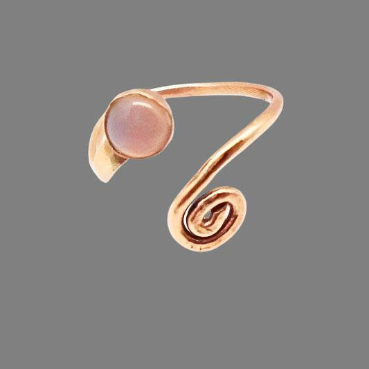 Copper Bypass Ring With Cabochons - Adjustable - South Florida Boho Boutique