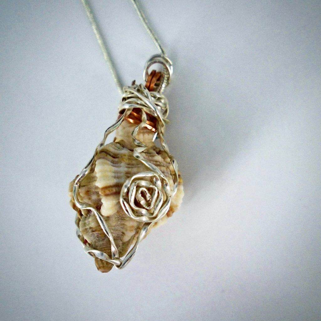 Natural Apple Murex Pendant-Wire Wrapped-Colored Beads-Beach Boho-USA - South Florida Boho Boutique