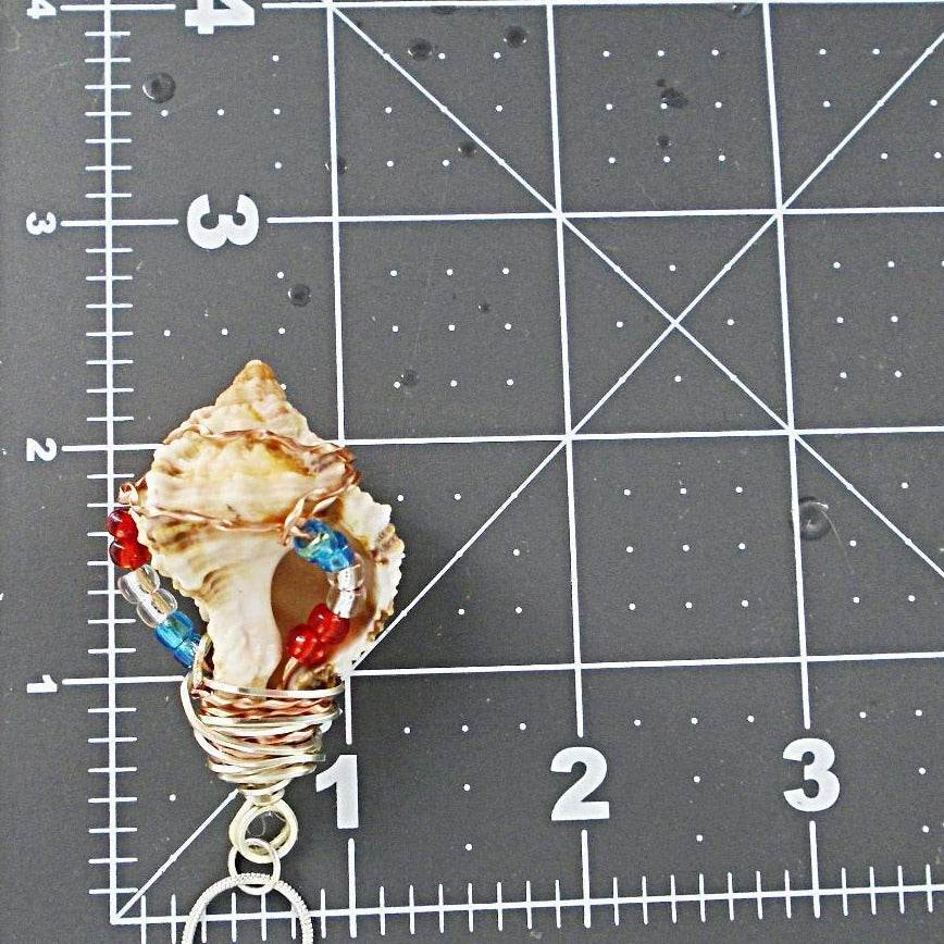 Apple Murex Seashell Pendant-Multi Color Wire Wrapped-Multi Color Beads-Beach Boho - South Florida Boho Boutique