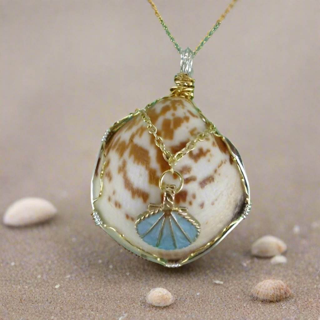 Handmade Boho Jewelry American Bittersweet Clam Shell Pendant