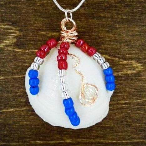 Lucina Seashell Pendant-Multi-Color-Glass Beads-Wire Wrapped-Beach Boho-USA - South Florida Boho Boutique