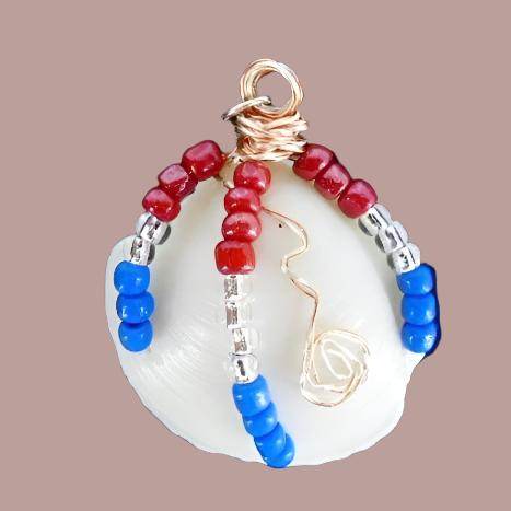 Lucina Seashell Pendant-Multi-Color-Glass Beads-Wire Wrapped-Beach Boho-USA - South Florida Boho Boutique