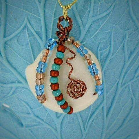 Lucina Seashell Pendant-Vintage Wire Wrapped-Color Glass Beads-Beach Boho - South Florida Boho Boutique