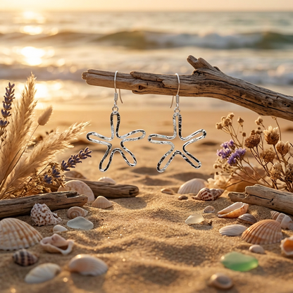 Star Earrings Hammered Style - Sterling Silver - South Florida Boho Boutique