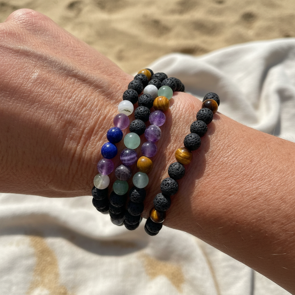 Lava Stone Chakra Bracelet – Amethyst, Lapis & Energy Variants