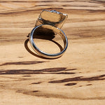 Statement Ring -Green Aventurine Cabochon - Sterling Silver Boho