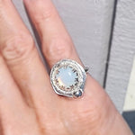 Statement Ring -Sea Opal Cabochon - Sterling Silver BOHO Style