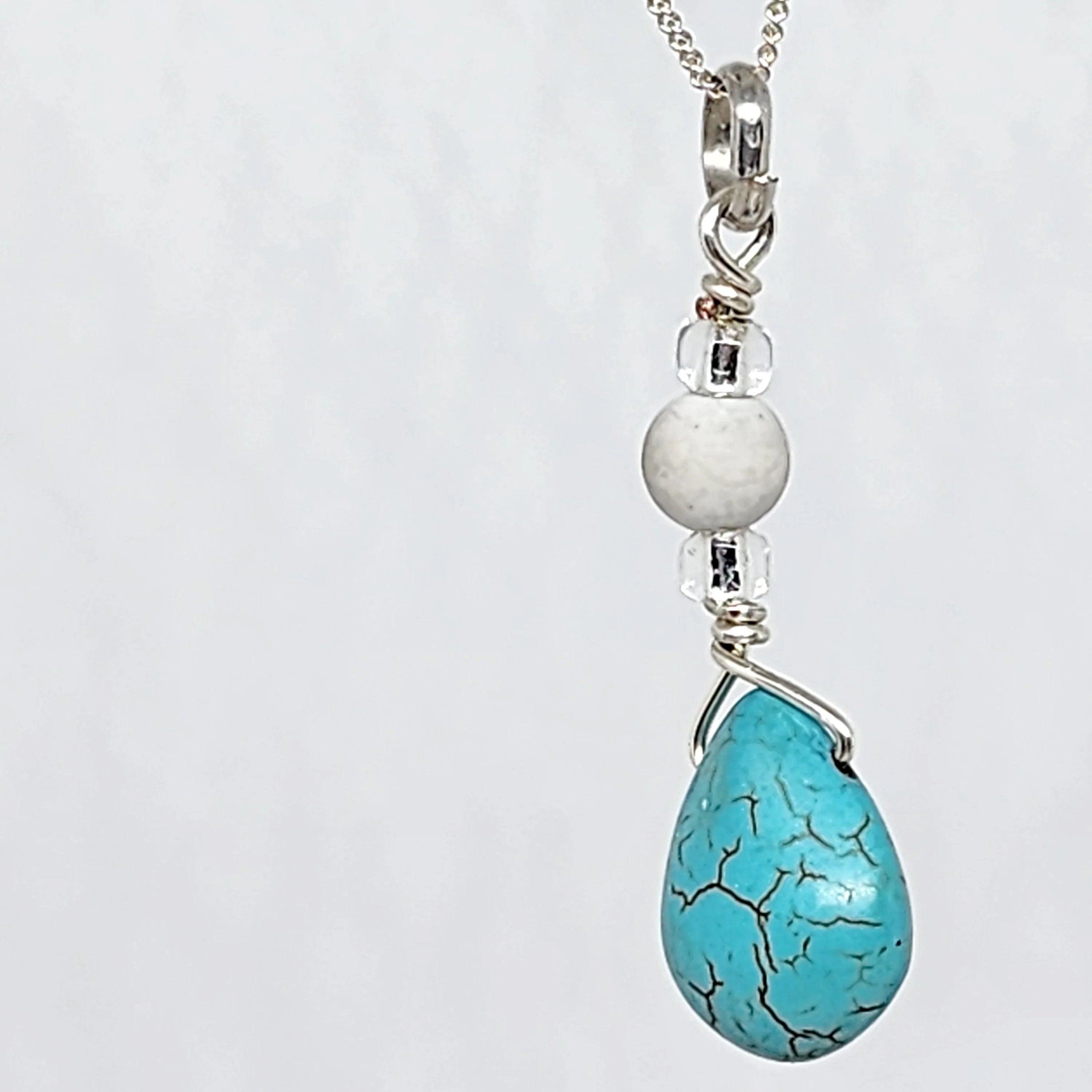 Sterling Silver shops Turquoise Howlite Necklace