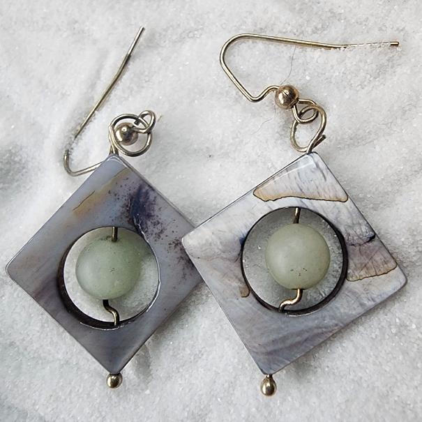 Mother  of Pearl Ear Rings with Aventurine