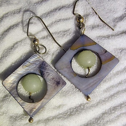 Mother  of Pearl Ear Rings with Aventurine