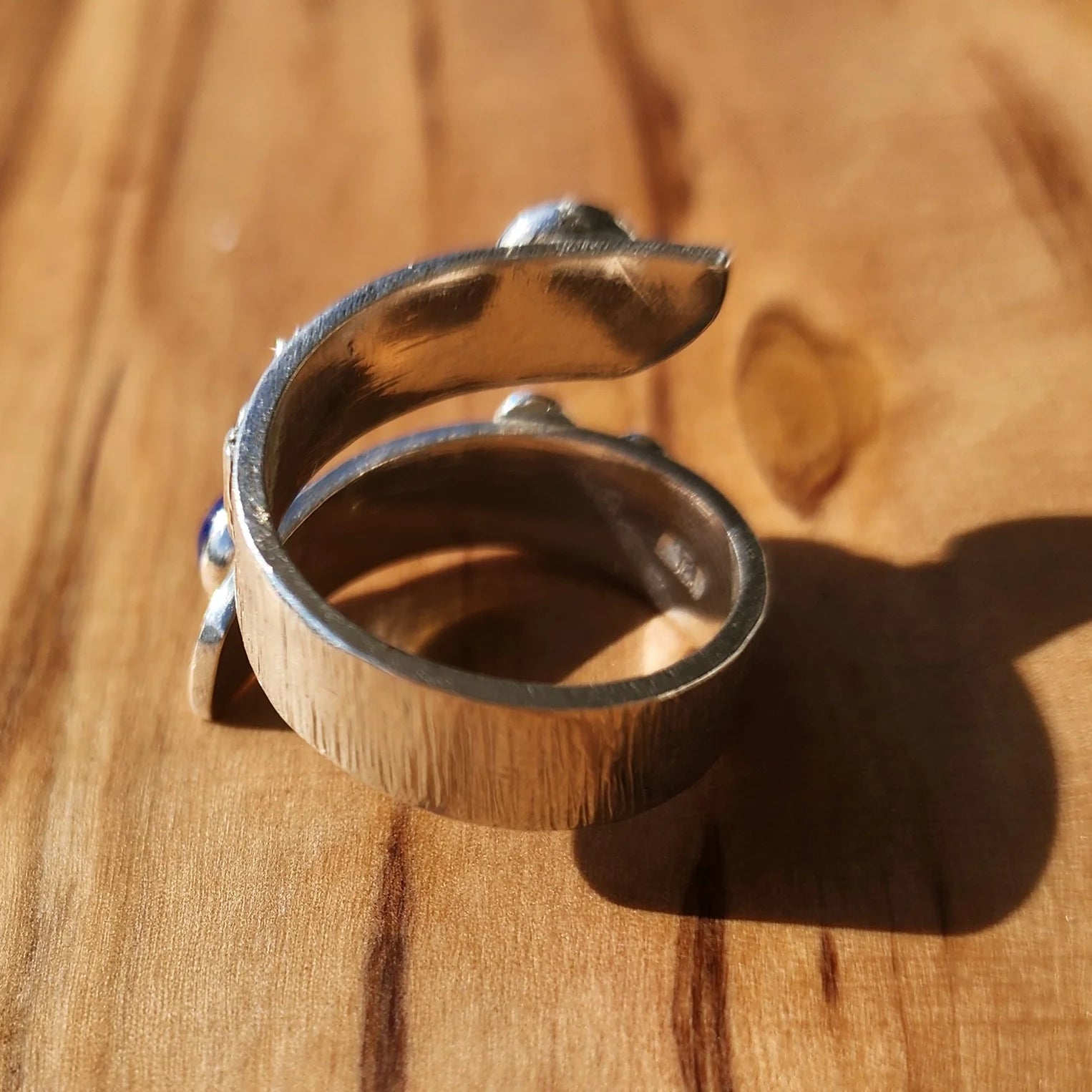 Sterling Silver Bypass Ring With Lapis Lazuli - Handmade