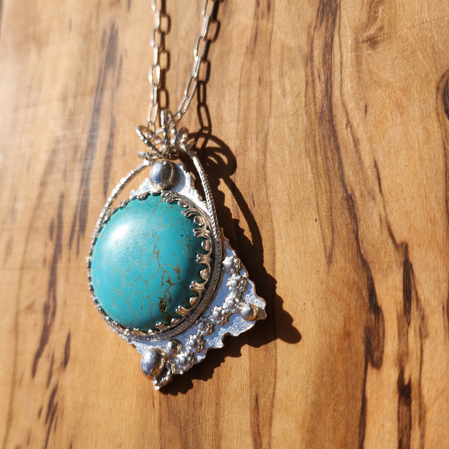 Turquoise Howlite Statement Pendant - Boho Style -Handmade Jewelry