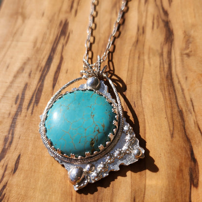 Turquoise Howlite Statement Pendant - Boho Style -Handmade Jewelry